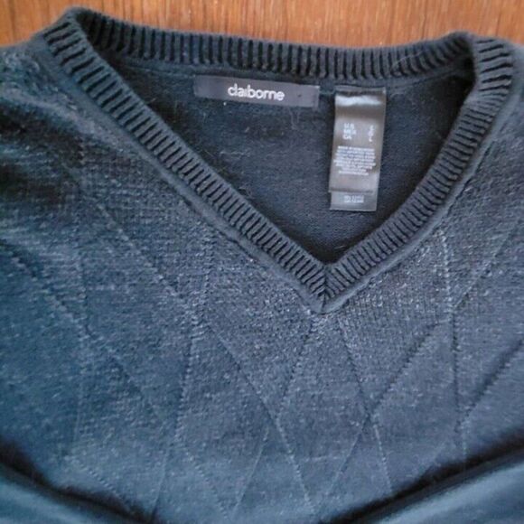 Claiborne Sweater Men's Dad's Large Blue Argyle Cotton grandpacore golf Academia - Picture 4 of 5